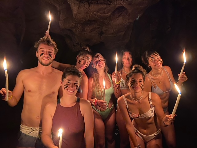 Light seremony in a cave