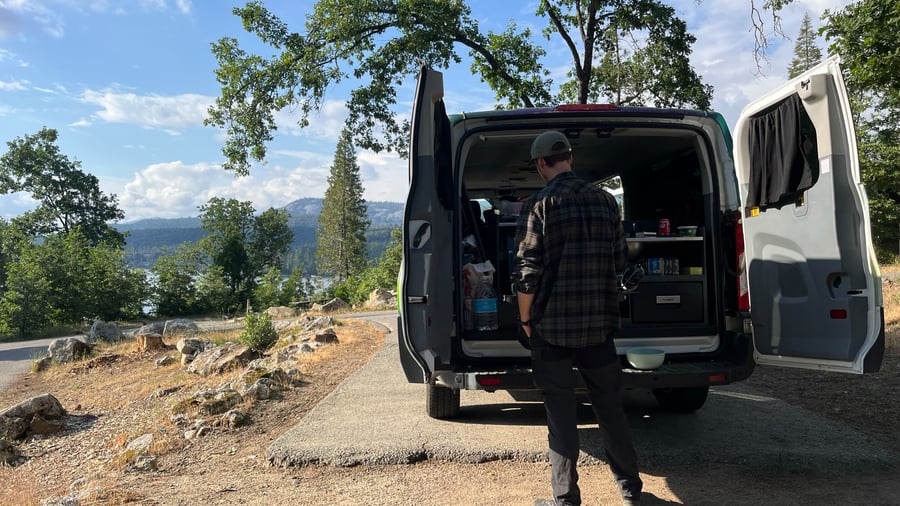 Camping at a scenic location in the USA
