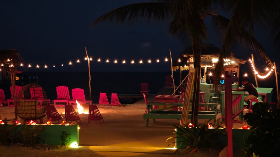 Evening beach bar in Belize