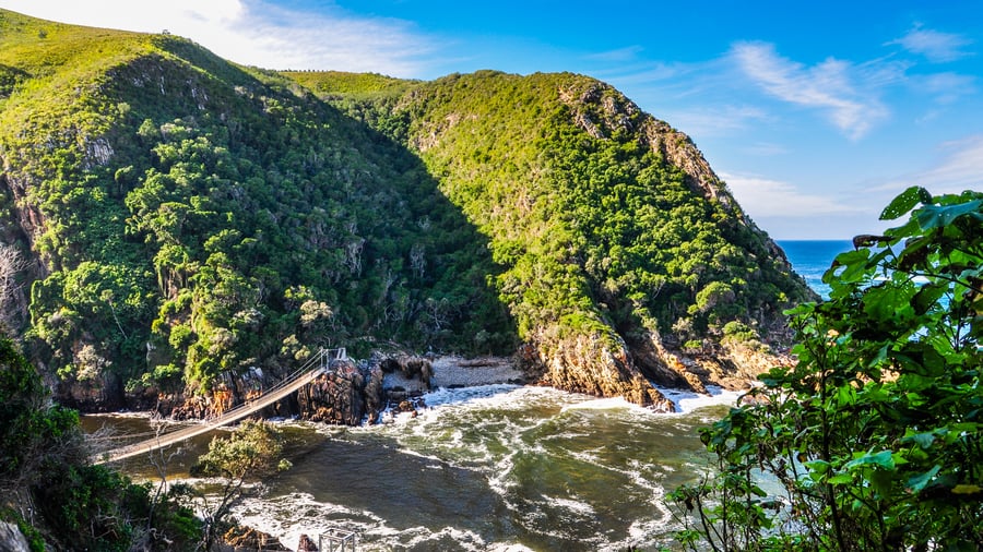 Hängbro vid Storms River i Tsitsikamma