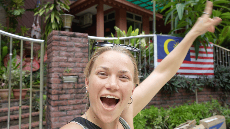 Happy girl exploring Kuala Lumpur