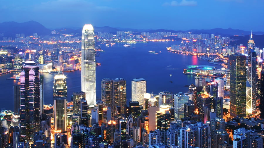 Hong Kong om kvelden