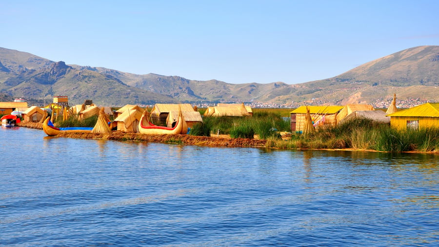 Floating islands of Uros on Lake Titicaca