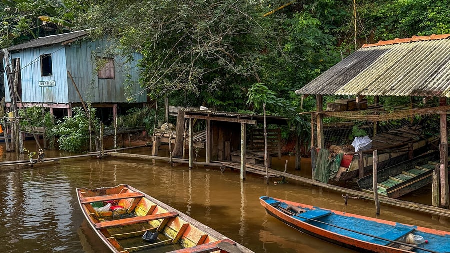 Traditional boat in the Amazon