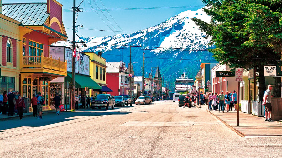 Härlig stämning i Skagway