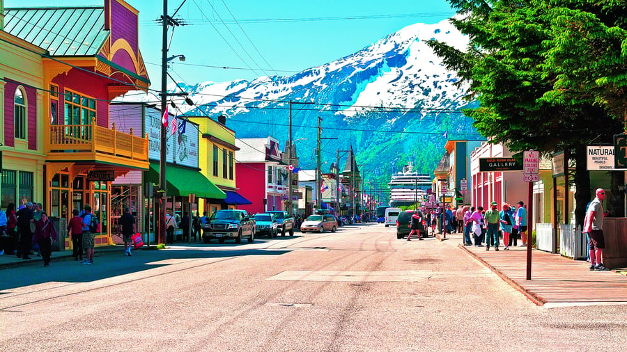 Hyggelig stemning i Skagway
