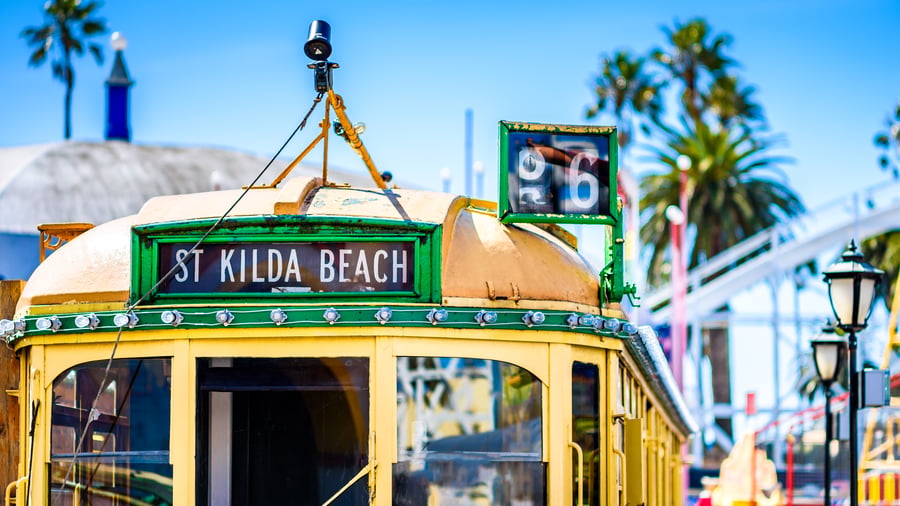 Tram at St Kilda Beach