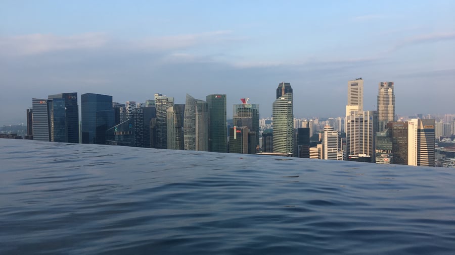 Udsigten fra toppen af Marina Bay Sands