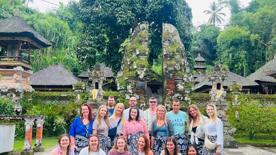 Visiting a temple in Bali