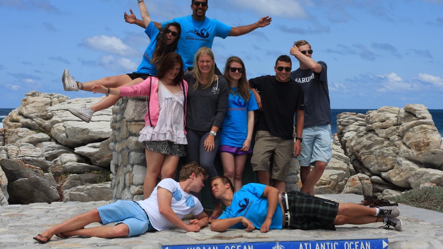 Group of people by the sea in South Africa
