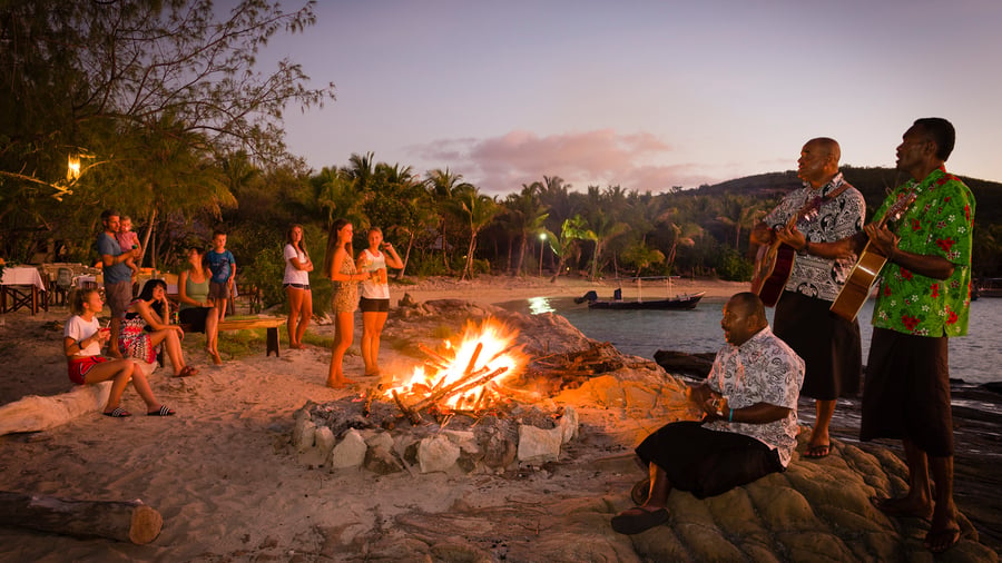 Chill by a bonfire in Fiji 