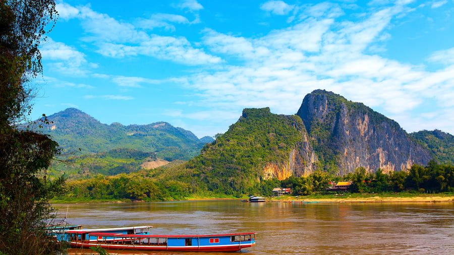 Slow boat on Mekong River