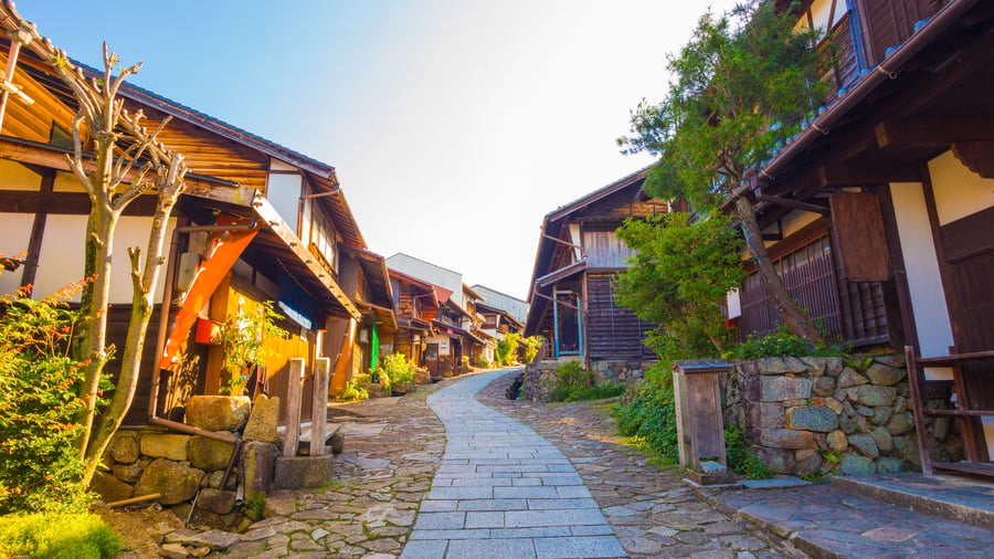 Gamle historiske huse i Magome