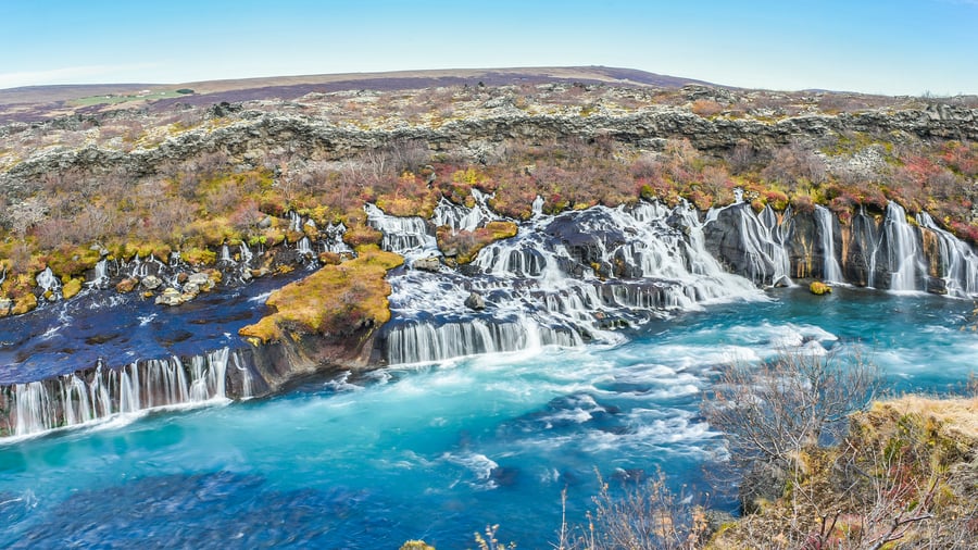 Det spektakulære Barnafoss-vandfald på Island