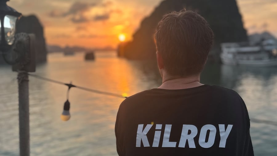 Overlooking the sunset in Ha Long Bay, Vietnam
