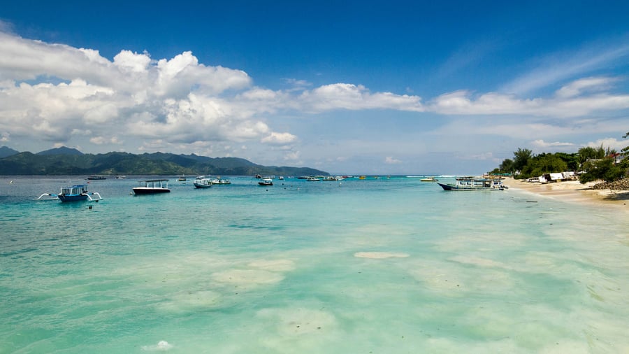 Boats on the beach in Gili T