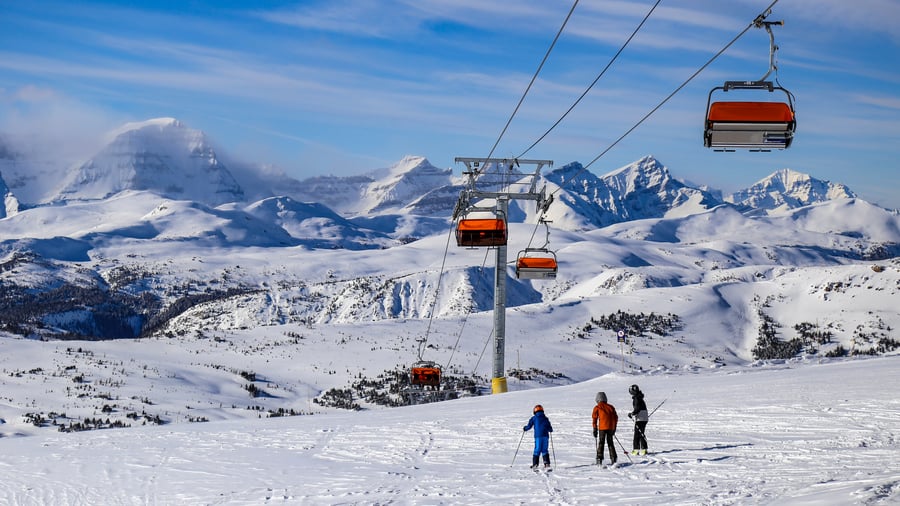 På skidor i Banff, Kanada