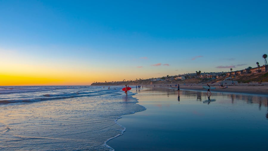 Sunset by the beach in San Diego