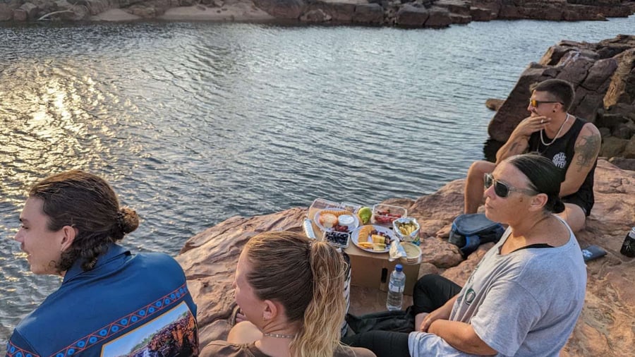 Relaxing next to a river