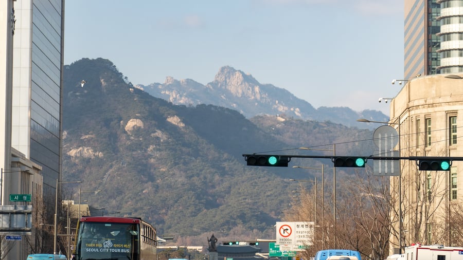 Mountains are the backdrop of Seoul