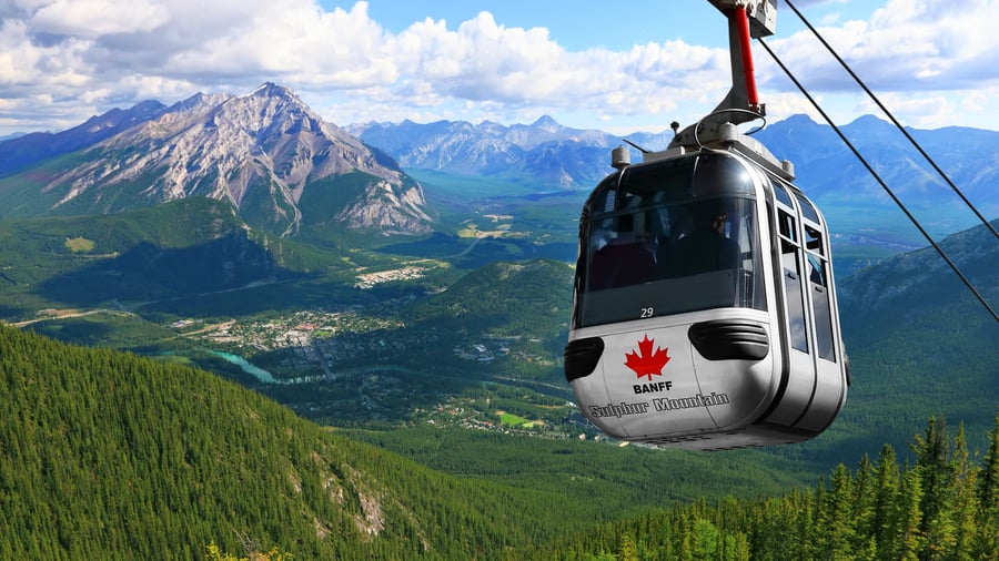 Banff by og gondol til Sulphur Mountain, Banff NP