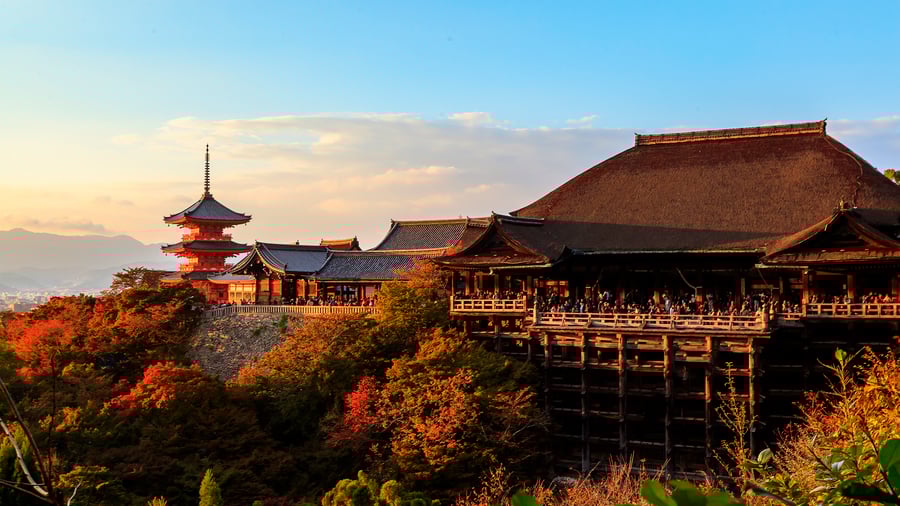 Det berømte Kiyomizu-dera-tempel i Kyoto