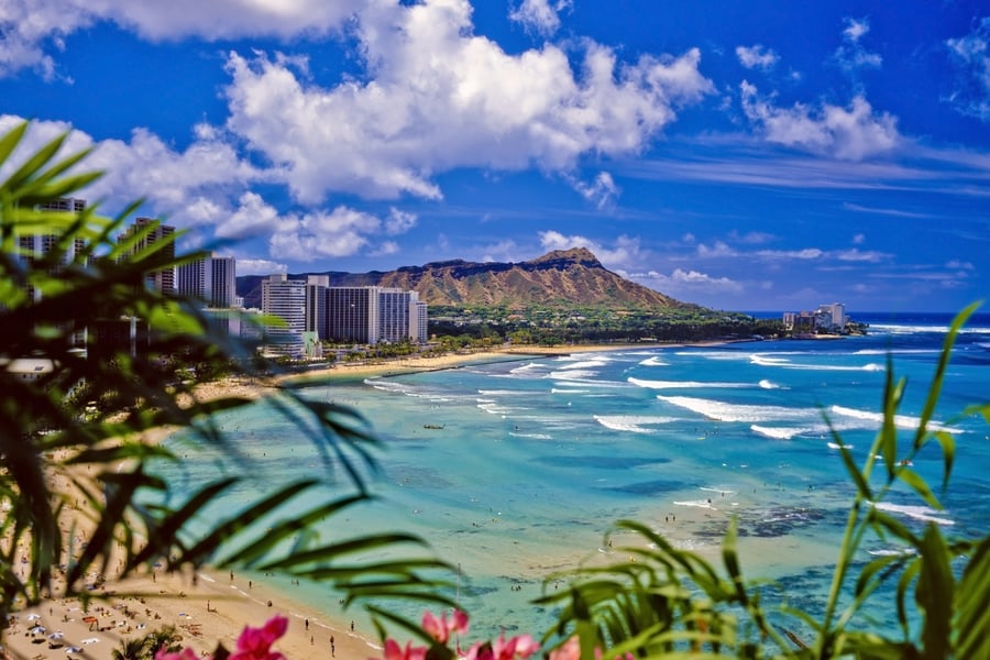 Waikiki Beach på Oahu. 