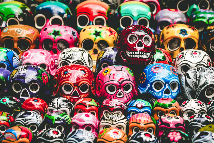 Colourful mexican skulls