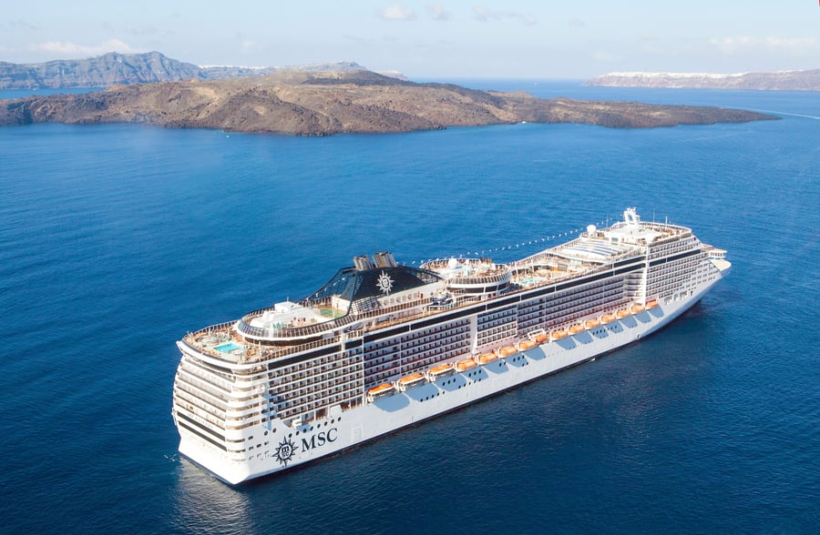 Fantastica cruise ship from above