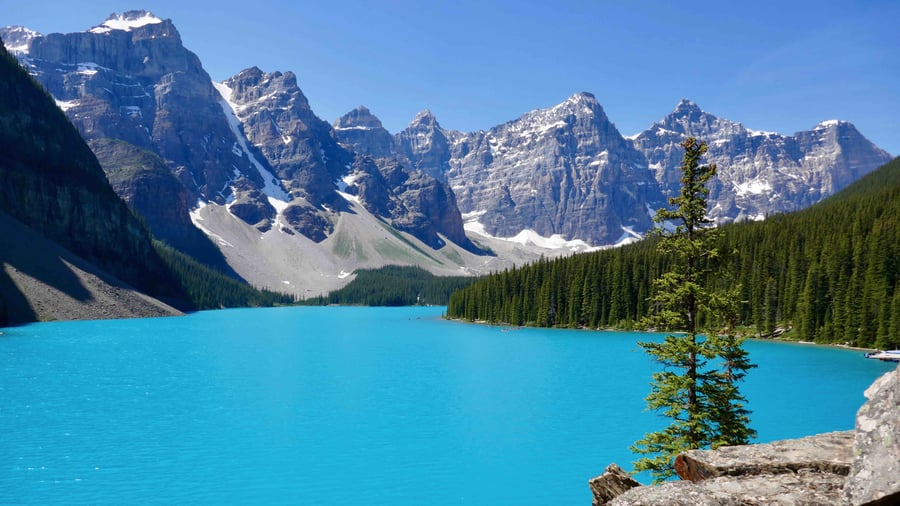 Lake surrounded by majestic peaks