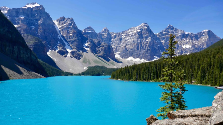 Lake surrounded by majestic peaks
