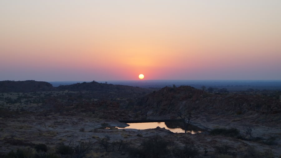 Solnedgang i Namibia