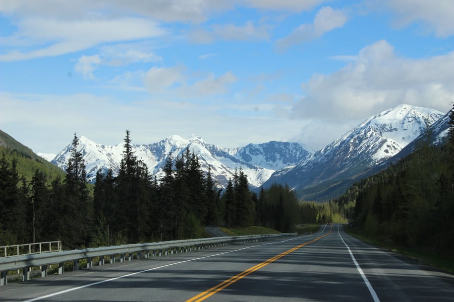Beautiful mountain view from the road, USA