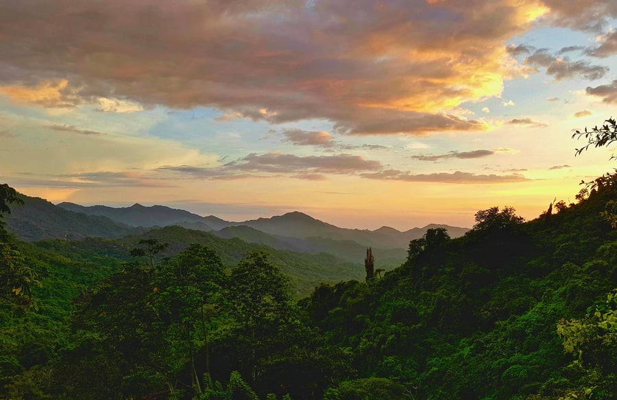Beautiful sunset over Colombian mountains