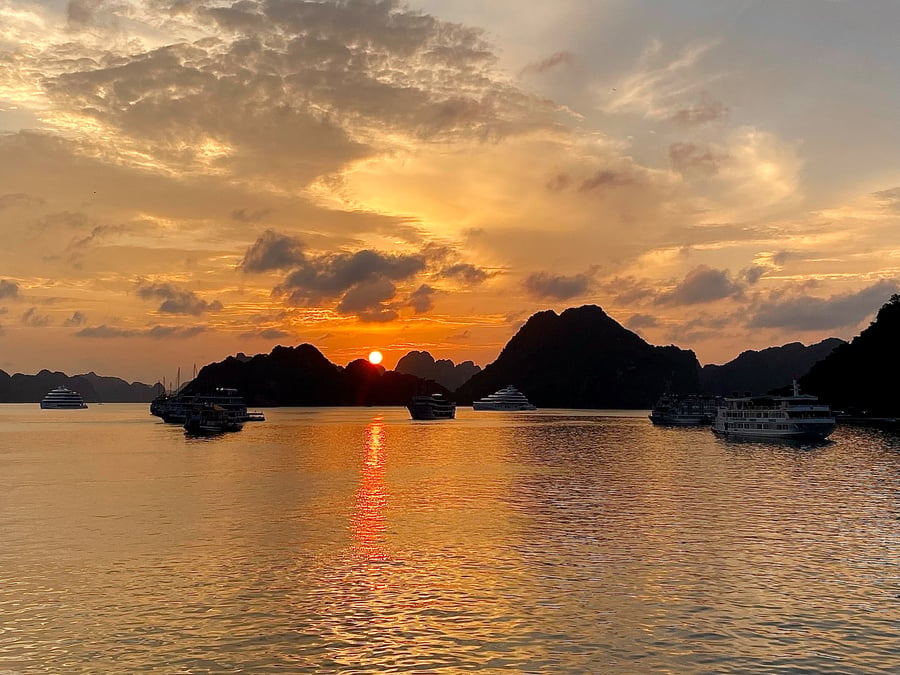 Ha Long Bay at sunset, Vietnam