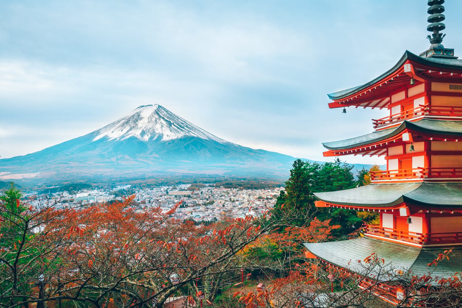 Utsikt över Mount Fuji